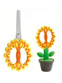 Zazumi Cute Flower-Shaped Safety Scissors - Right-Handed, ABS Resin, Perfect For Office & School Supplies, DIY Crafts, And Desk Decor - Multicolor - View 9