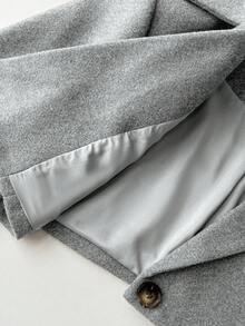 Elamini Costum de lână pentru femei, set elegant de jachetă scurtă și rochie mini, talie casual, slim fit, două piese - Gri - Vizualizare 3