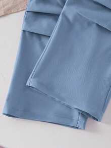 SHEIN ChillGRL Bộ 2 áo phông thường ngày và quần túi hộp cho bé gái tuổi teen, áo phông cổ tròn tay ngắn họa tiết thêu bướm và quần dài, trang phục thời trang cho mùa xuân/hè - Màu xanh lam - Xem 6