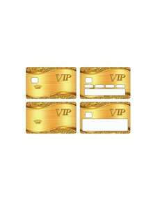 1pc/4pcs Luxury Gold VIP Pattern Stickers, Credit Card Skin Covers, PVC Anti-Fingerprint Ultra-Thin Durable Anti-Scratch Privacy Card Stickers, Suitable For Protecting Bank Cards, Transportation Cards, Campus Cards, School Supplies And Back To School DIY Fashionable Decoration - Multicolor - View 10