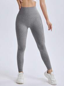 Easithlete High Waist Shaping Slimming Workout Leggings - Dark Grey - View 3