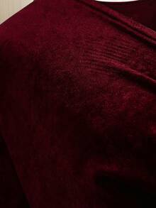 Franclia Váy Maxi Maxi Cổ Chữ V Sâu Màu Nhung Burgundy | Đầm Dạ Hội Tay Dài Kiểu Pháp Thanh Lịch Cổ Điển Xếp Ly - Màu Đỏ Sâu - Xem 4