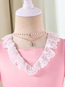 Princess Pink Flower Girl Lace Dress For Autumn,Elegant Girls Puffed Sleeve Party Wedding Banquet Dress,Arabian Style Festive Children Trim Gown - Hot Pink - View 6