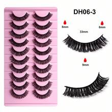 10 Pairs D Curl Russian Strip False Eyelashes Natural Look Fluffy Faux Mink Lashes Volume Wispy Long Foxy Eye Lifting Look Fake Eyelashes - Criss Cross lashes - View 10