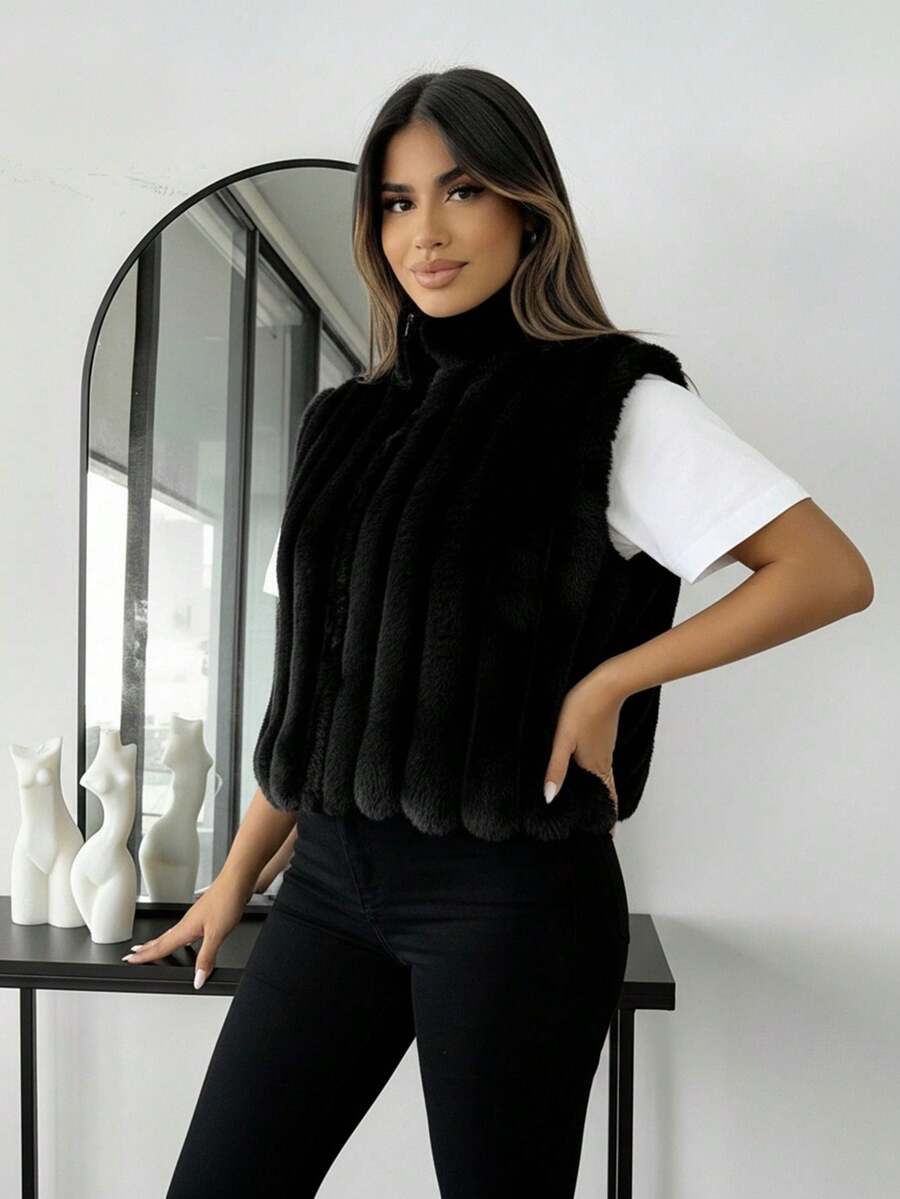Women Sweater Vests - Black - View 1