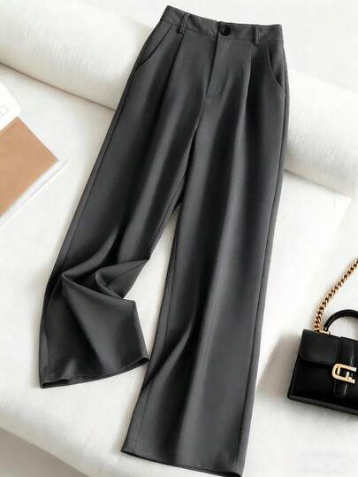 Franclia Petite Women's Casual Solid Color Suit Pants