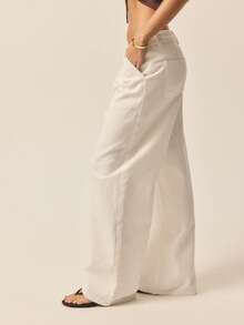 Aralina Women's Casual Chic Elegant Luxury Mid Rise Wide Leg Denim Jeans Perfect For Christmas Party Outfits And New Years Party Outfits Event Dressing And Party Season Dressing - White - View 3