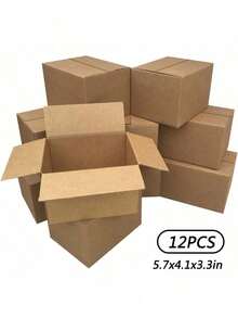 Small Item Shipping Boxes, 5.7x3.3x4.1inches, Single Wall, 32Lb/Sq Inch, Brown Corrugated Cardboard Mailer Box With Lids For Mailing Packaging, Gift Boxes For Wrapping Presents - Brown - View 20