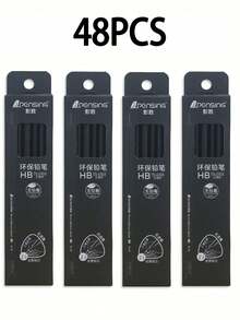 All Black HB Triangular Office Business Pencil, All Black Office Triangular Rubber Friendly Dazzling Black Writing Pen, Suitable For Office, Study, And School Season Gifts - Multicolor - View 10