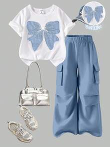 SHEIN Elladie kids مجموعة قميص وبنطلون كاجوال للفت...