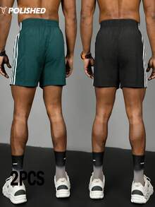 Gym Rark Pantalones cortos deportivos casuales para hombres con rayas de contraste laterales, gimnasio - Multicolor - Ver 2