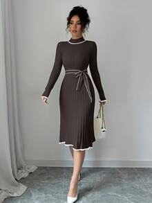 Rafferiza Váy len dệt kim ôm dáng thanh lịch, thích hợp khi đi làm, tụ tập, tiệc tùng, du lịch, cắm trại, hoạt động ngoài trời - Cà phê nâu - Xem 6