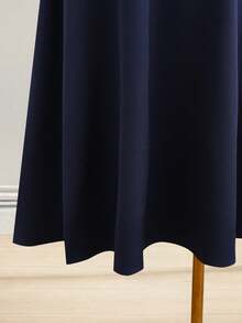Franclia Women's Navy Blue And White Summer Elegant And Classy Office Dress,White Splice Lapel Sleeveless Single-Breasted Waist Cinched Long Preppy Mod Dress - Navy Blue - View 5