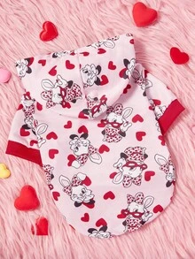 PETSIN Áo hoodie cho chó hình thỏ hoạt hình và trái tim, thích hợp cho ngày Valentine, áo nỉ in hình dễ thương cho thú cưng. - Nhiều màu - Xem 6