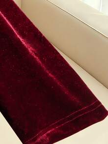 Franclia Váy Maxi Maxi Cổ Chữ V Sâu Màu Nhung Burgundy | Đầm Dạ Hội Tay Dài Kiểu Pháp Thanh Lịch Cổ Điển Xếp Ly - Màu Đỏ Sâu - Xem 3