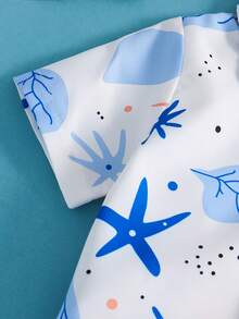 两件套幼儿婴儿男童度假绿色热带植物图案短袖衬衫松紧腰短裤套装，儿童服装。幼儿服装，幼儿衬衫，幼儿短裤，婴儿套装，6个月-3岁 - 彩色 - 查看 8