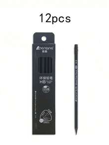 All Black HB Triangular Office Business Pencil, All Black Office Triangular Rubber Friendly Dazzling Black Writing Pen, Suitable For Office, Study, And School Season Gifts - Multicolor - View 8