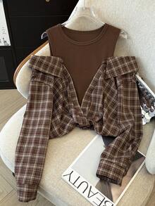 SHEIN Franclia 女士优雅复古百搭长袖衬衫 - 彩色 - 查看 3