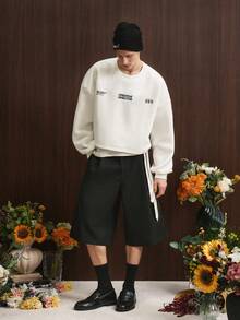 TOKVUE Men's Fashionable Minimalist Printed Pullover Sweatshirt - White - View 4