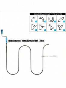 1 Pc Of Wire Hand Cranked Drain Pipe Blockage Remover - Spiral Design, With Cleaning Hook - Multifunctional Pipe Cleaning Tool, Suitable For Kitchen, Bathroom And Toilet