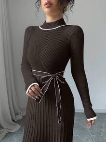 Rafferiza Váy len dệt kim ôm dáng thanh lịch, thích hợp khi đi làm, tụ tập, tiệc tùng, du lịch, cắm trại, hoạt động ngoài trời - Cà phê nâu - Xem 5