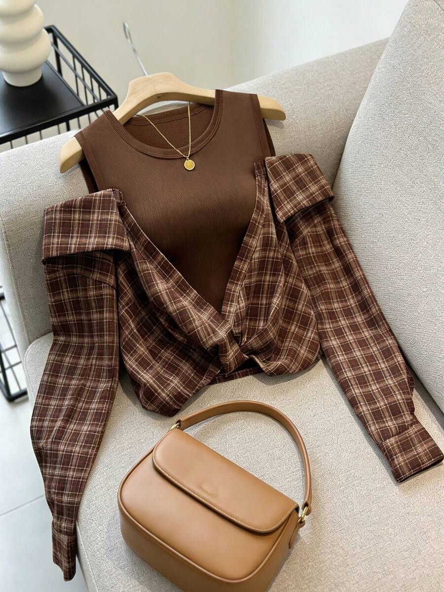 SHEIN Franclia 女士优雅复古百搭长袖衬衫 - 彩色 - 查看 1