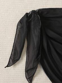 SHEIN Bộ đồ bơi in hoa thoải mái, vừa vặn cho bé gái tuổi teen - màu đen - Xem 5