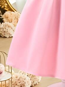 Princess Pink Flower Girl Lace Dress For Autumn,Elegant Girls Puffed Sleeve Party Wedding Banquet Dress,Arabian Style Festive Children Trim Gown - Hot Pink - View 5