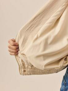 Aralina 女士休闲优雅轻盈高领飞行员夹克，完美适用于圣诞派对、新年派对、各种活动季和派对季的着装。 - 棕色 - 查看 6