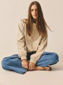 Aralina 女士休闲优雅轻盈高领飞行员夹克，完美适用于圣诞派对、新年派对、各种活动季和派对季的着装。 - 棕色 - 查看 9