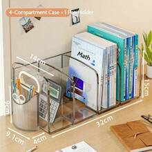 Acrylic Bookends, Transparent Bookshelves, Bookends, Desktop Storage Boxes, Office Document Racks, Student Book Storage Racks, Album Display Racks, Creative Storage - Transparent - View 13