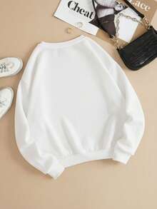 Sudadera de cuello redondo Brooklyn New York NY para mujer, cálida y suave, hecha en México - Blanco - Ver 2