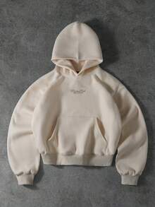 PAVTROS Men's Drop Shoulder Long Sleeve Casual Loose Short Hoodie Y2k Hoodie,Streetwear - Khaki - View 8