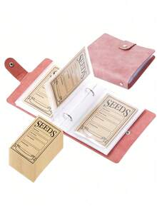 一套皮革种子信封收纳册，包含25张补充页、50个种子信封袋，防水防霉，是收纳物品的理想之选。也可用于存放相册。多功能，适用于多种场景，便携易用，皮革材质，易于清洁。