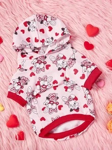 PETSIN Áo hoodie cho chó hình thỏ hoạt hình và trái tim, thích hợp cho ngày Valentine, áo nỉ in hình dễ thương cho thú cưng. - Nhiều màu - Xem 2