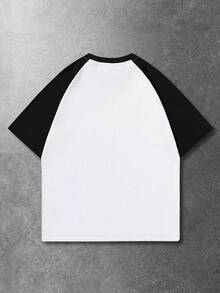 ROMWE MEN Goth 男士字母十字印花圆领插肩短袖休闲T恤 - 白色 - 查看 2