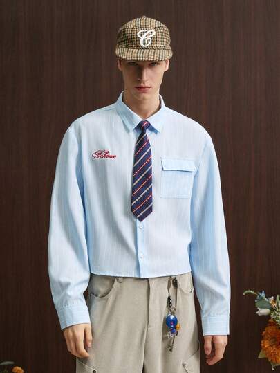 TOKVUE 男士纯色简约休闲长袖衬衫