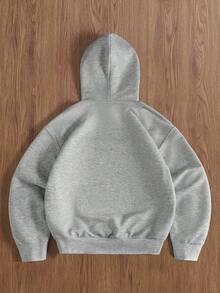 Manfinity Hypemode Men's Casual Gray Letter Print Hoodie - Grey - View 2