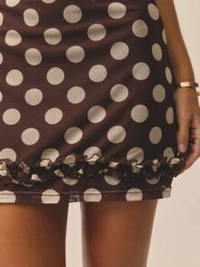 Aralina Váy ngắn chấm bi sang trọng, viền bèo nhún dành cho nữ, hoàn hảo cho trang phục dự tiệc Giáng sinh và trang phục dự tiệc năm mới - Nhiều màu - Xem 3