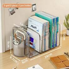 Acrylic Bookends, Transparent Bookshelves, Bookends, Desktop Storage Boxes, Office Document Racks, Student Book Storage Racks, Album Display Racks, Creative Storage - Transparent - View 12