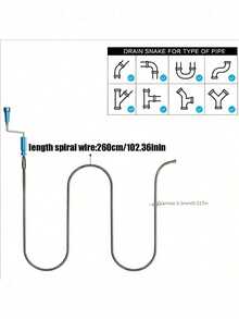 1 Pc Of Wire Hand Cranked Drain Pipe Blockage Remover - Spiral Design, With Cleaning Hook - Multifunctional Pipe Cleaning Tool, Suitable For Kitchen, Bathroom And Toilet