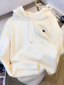 Resyla Women's Spring/Autumn New Arrival Floral Print Casual Hooded Long Sleeve Minimalist Versatile Sweater - Apricot - View 4