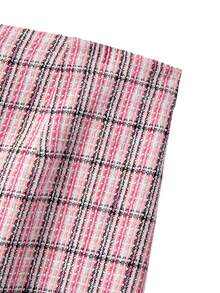 GlowEve CURVE Plus Size Women Wool Blend Button Decor Pencil Skirt - Pink - View 3