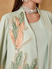 Layrah 定制装饰拼接女士宽松时尚优雅两件套 - 薄荷綠 - 查看 7