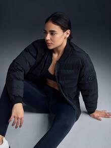 Powerista Women's Thick Zip-Up Short Padded Coat, Warm For Autumn/Winter - Black - View 2