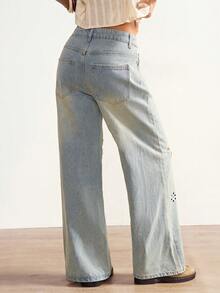 Bohemela 女士时尚水洗镂空口袋宽松裤