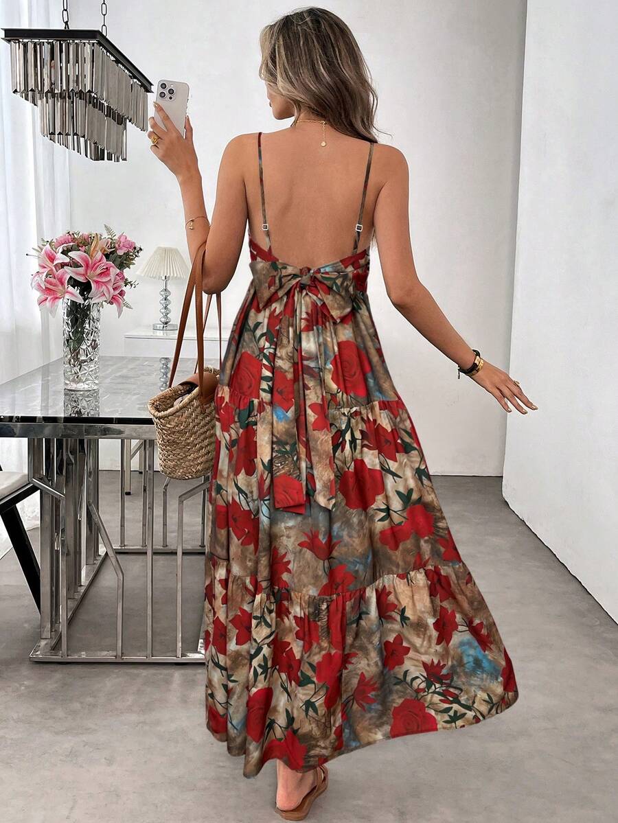 SHEIN LUNE Casual Women's Valentine's Day Oversized Bow Dress Valentine's Day Valentine Outfits For Women Summer Clothes Asual Dresses For Women Casual Long Dresses  Red Dress Women - Multicolor - View 1