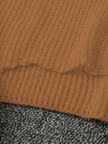 Manfinity EMRG Suéter de cuello redondo de unicolor desgastado con diseño de blogger de moda para hombres, otoño/invierno - Granate - Ver 5