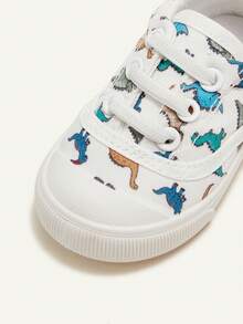 Cozy Pixies 1 Pair Toddler Boys' Cartoon Dinosaur White Fashionable Lace-Up Casual Lightweight Sneakers, Suitable For Daily Wear, Spring/Autumn - Multicolor - View 7