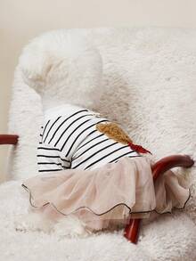 PETSIN 1 件装宠物服装蓬蓬裙适合小型犬猫-泰迪熊设计 - 黑與白 - 查看 8